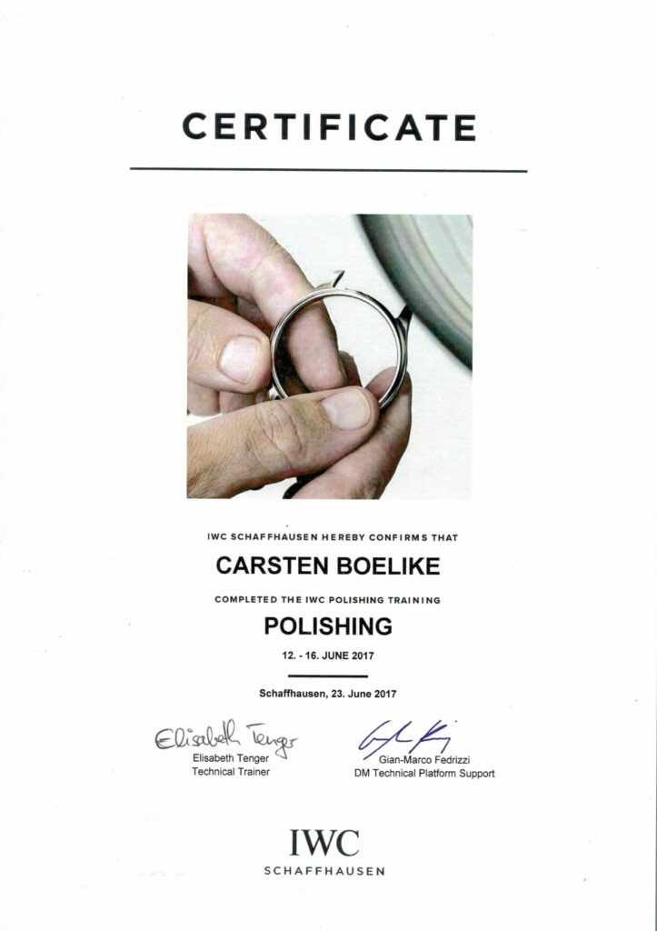 IWC Zertifikat Polishing Training